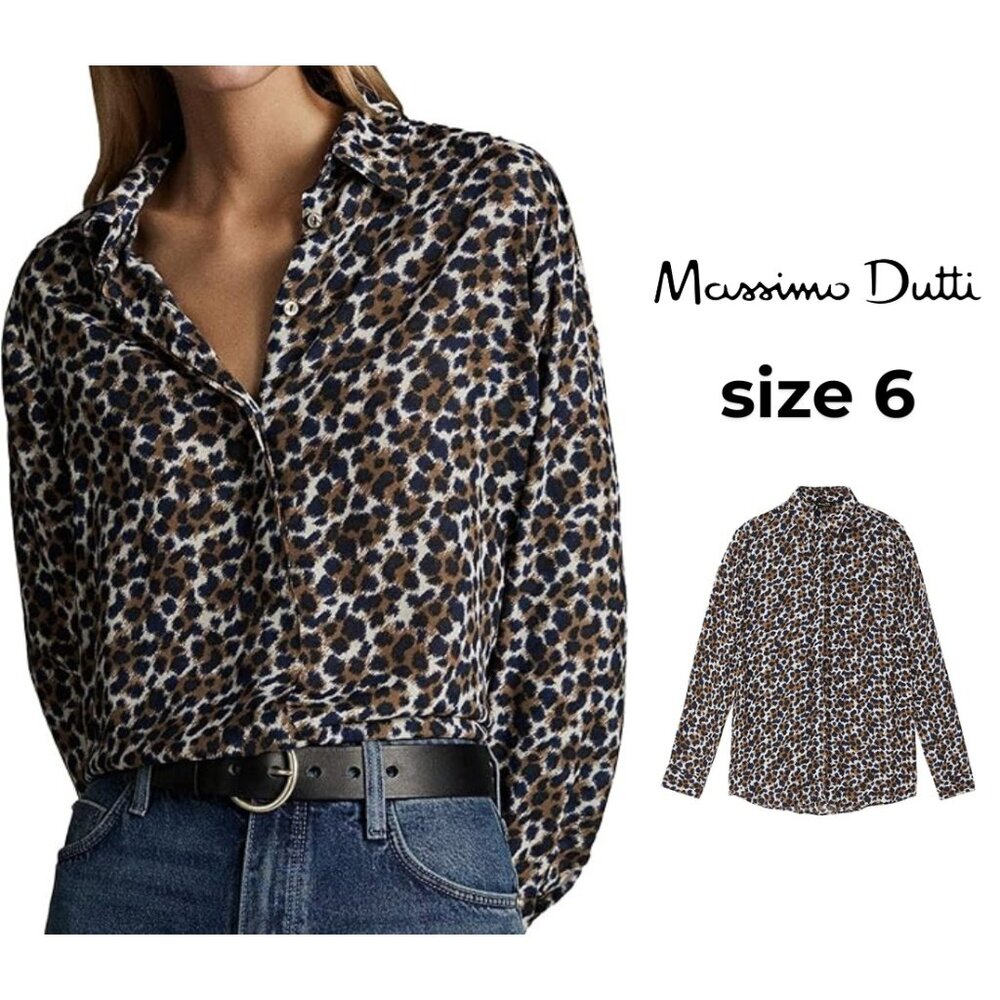 Massimo Dutti Leopard Print Button Down Shirt - image 1